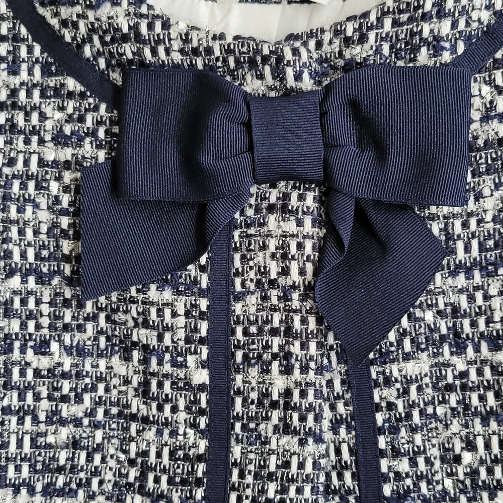 Janie & Jack Girls 2t Blazer Jacket Navy And White Tweed EUC‎